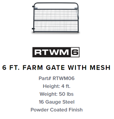 Gate, Farm Gate Mesh 6' RTWM6 Grey