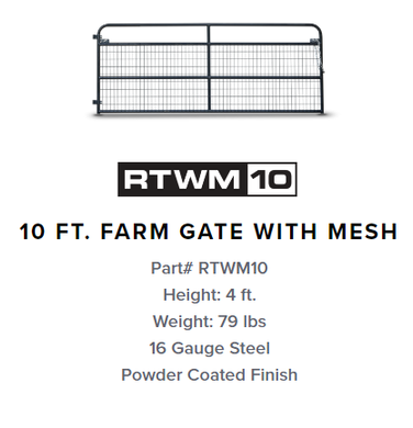 Gate, Farm Gate Mesh 10' RTWM10 Grey