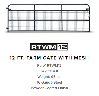 Gate, Farm Gate Mesh 12' RTWM12 Grey