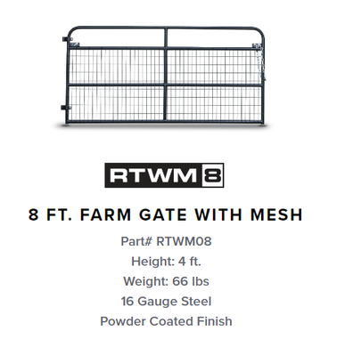 Gate, Farm Gate Mesh 8' RTWM8 Grey