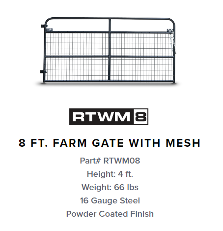 Gate, Farm Gate Mesh 8' RTWM8 Grey
