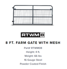Load image into Gallery viewer, Gate, Farm Gate Mesh 8&#39; RTWM8 Grey