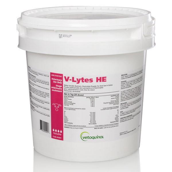 V-Lytes Calf Electrolytes HE  3.7 Kg Pail