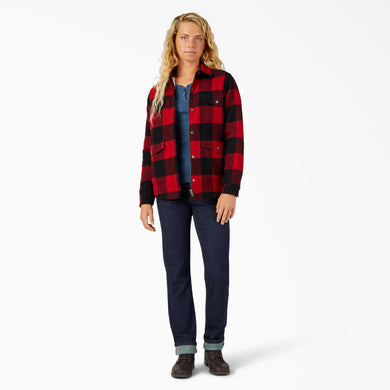Women's Flannel High Pile Fleece Lined Chore Coat Dickies L