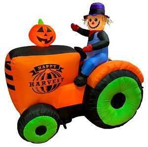 Halloween- Inflatable Tractor w/Scarecrow, 6 ft H