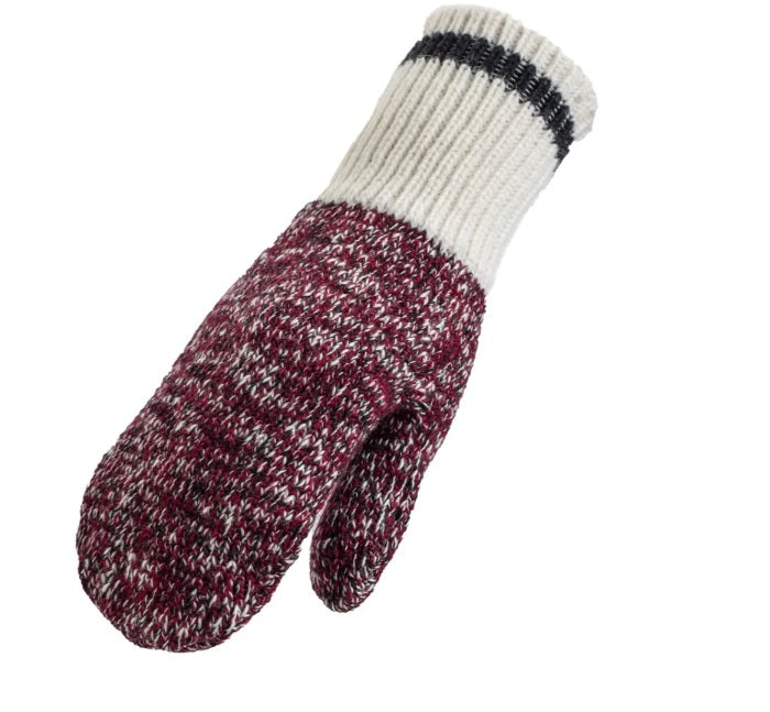 Mitts, Duray Marled Red w/ black Stripe S