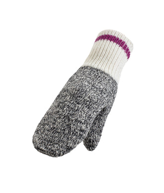Mitts, Duray Marled Grey w/ Pink Stripe S