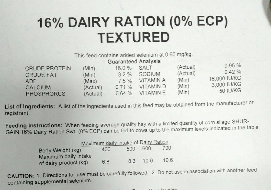 16% Dairy Ration TX  SHUR-GAIN 25kg