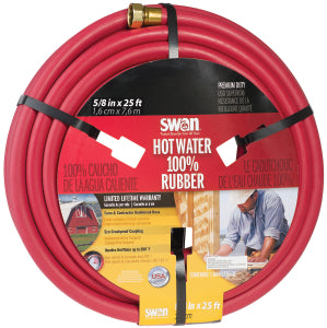 Rubber Hot Water Hose, Swan 5/8"x25'