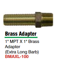 Brass Adapter 1" MPT x 1" Brass Extra Long Barb