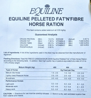 Equiline Fat&Fibre Pellets  25kg
