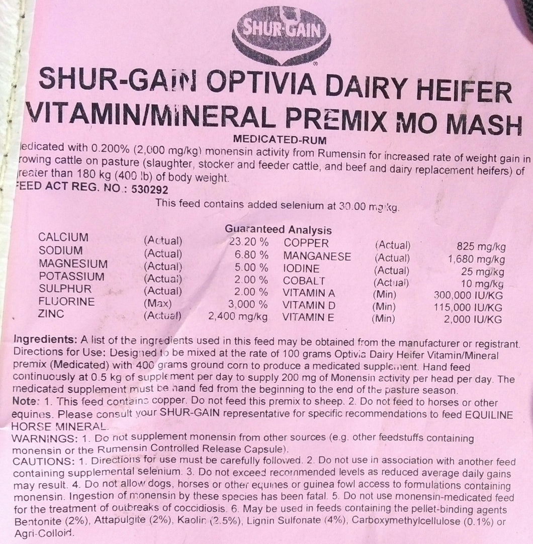 Dairy Heifer Mineral(Calcium & Rumsn) (For Heifers, no P) OPTIVIA 25kg