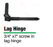 Hinge, Gate,  6"x 3/4" Lag Screw-in
