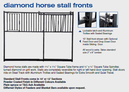 Horse Stall Divider Diamond 12' w/Grill top